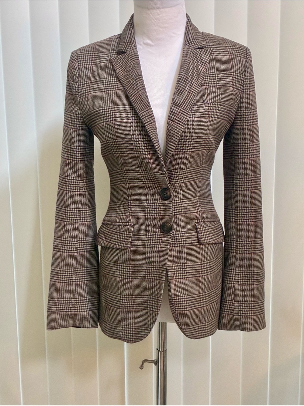 H & M Tailored Plaid Women’s Blazer Jacket - Brown Check